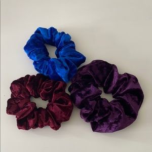 Red, blue, and purple scrunches!